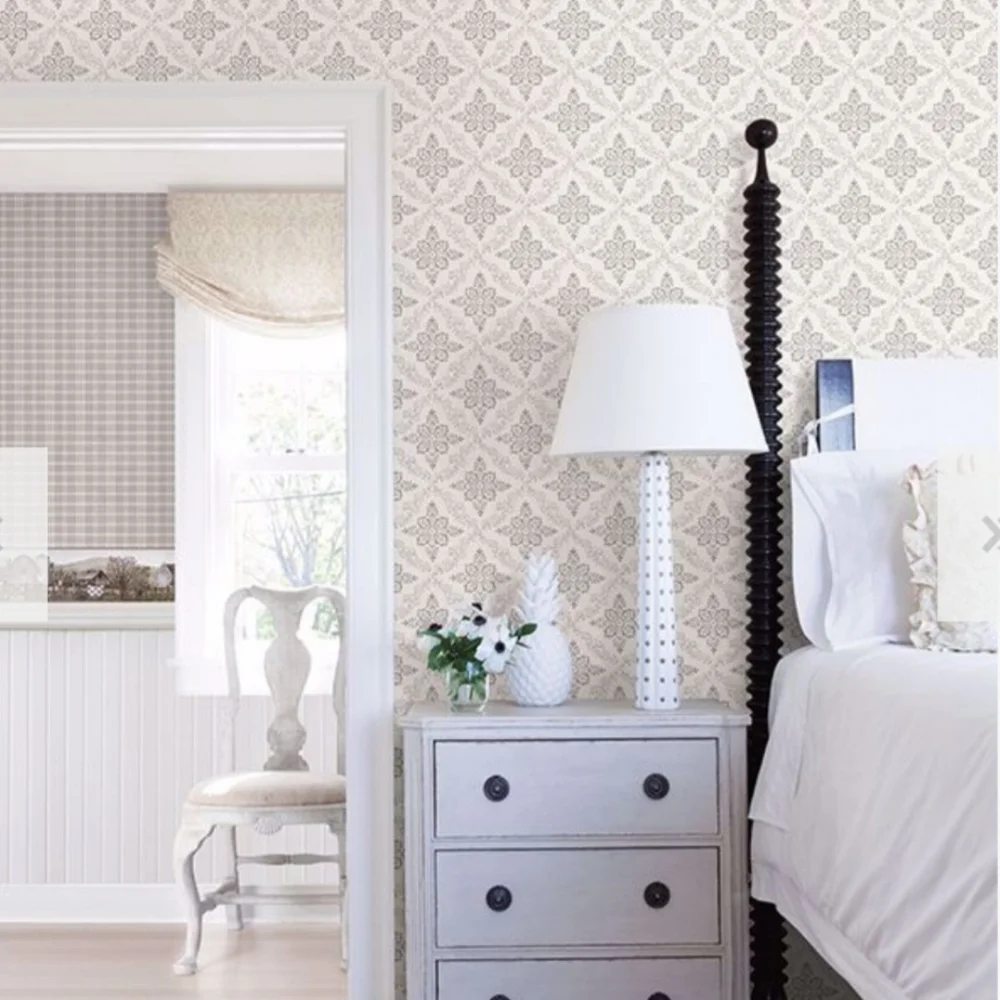 Wallpaper Geometric Floral White & Gray